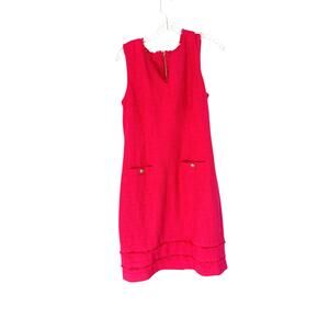 Karl Lagerfeld Dress Pink Sleeveless Tweed Twee Preppy Academia Work Size 8
